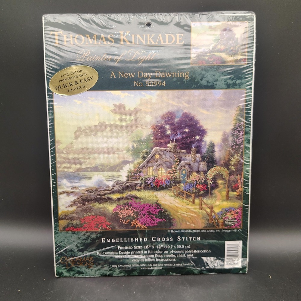 Vintage Candamar Designs Cross Stitch Kit 16x12" Scenic Cottage Kinkade